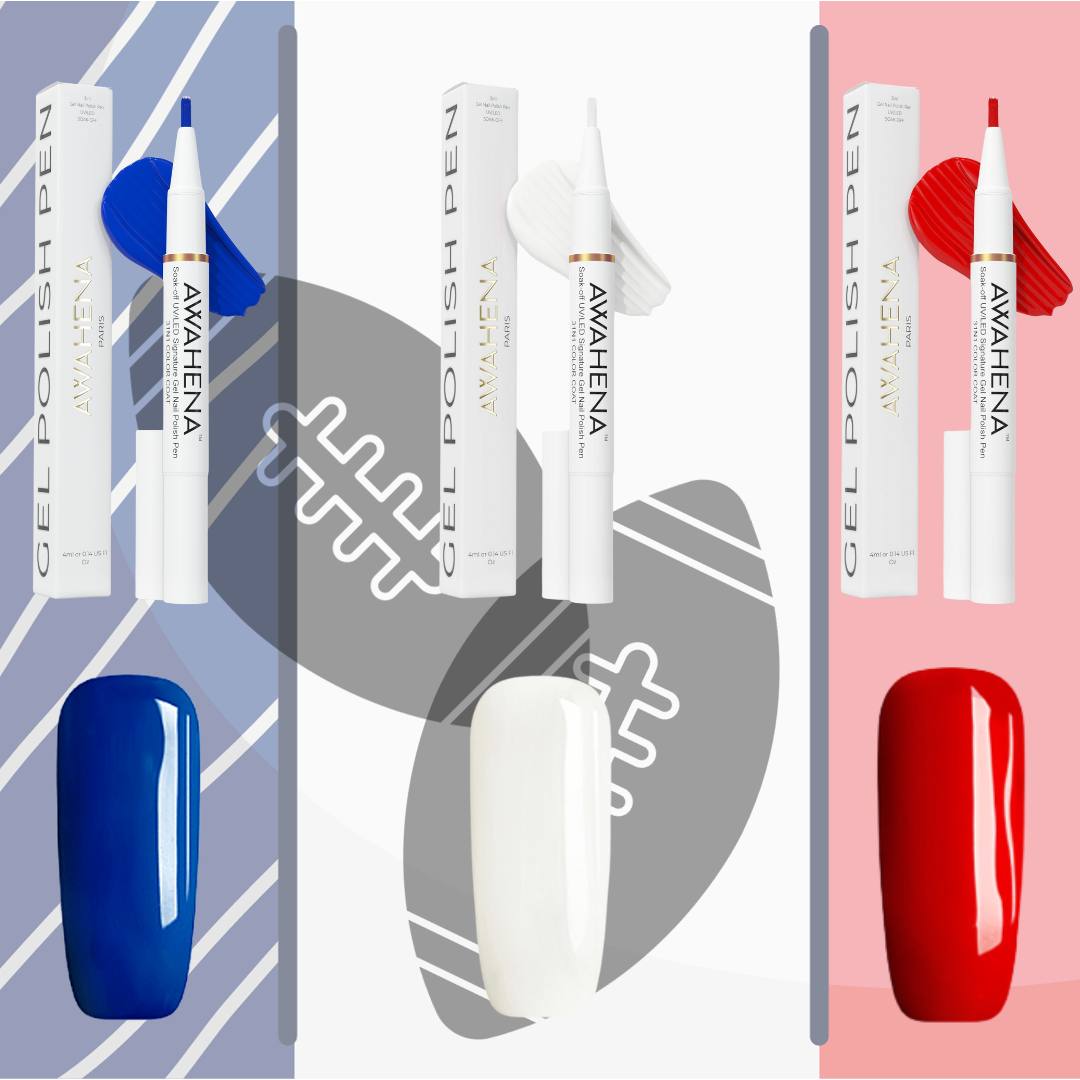 Kit supportrice 3 vernis : bleu, blanc, rouge